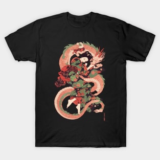 Japanese Girl With Dragon and Cats 2 T-Shirt 13 T-Shirt